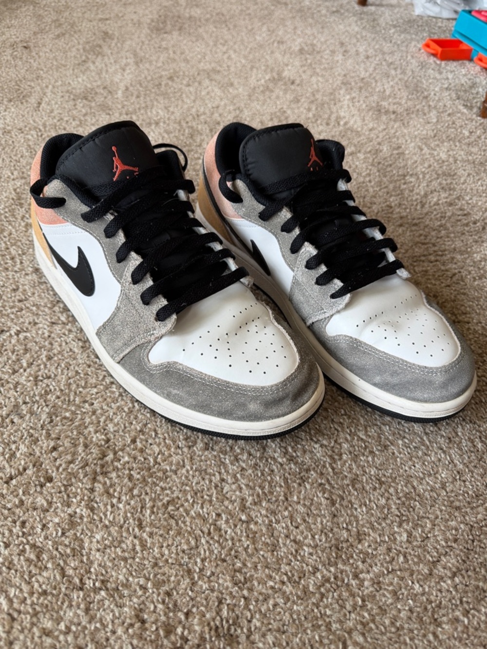 Nike Air Jordan 1 Low - White, Gray, Black & Orange